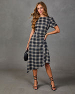 Market Muse Plaid High Low Midi Dress