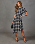 Market Muse Plaid High Low Midi Dress