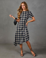 Market Muse Plaid High Low Midi Dress