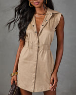 Chai Time Faux Suede Mini Shirt Dress