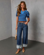 Soft Hour Striped Knit Collared Top