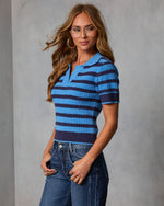 Soft Hour Striped Knit Collared Top