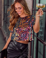 Joelie Iridescent Sequin Top