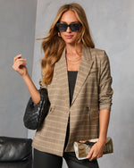 Khaki % Spiced Muse Plaid Blazer-5
