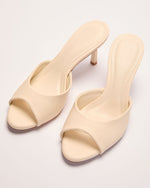 Bone % Liorra Vegan Leather Heeled Peep Toe Mules-2