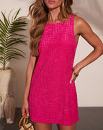 Milenah Embossed Terry Checkered Mini Dress