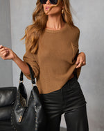 Camel % Kerry Relaxed Long Sleeve Sweater Top-5