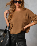 Camel % Kerry Relaxed Long Sleeve Sweater Top-1