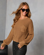 Camel % Kerry Relaxed Long Sleeve Sweater Top-3