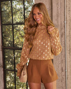 Main Event Chiffon Polka Dot Blouse