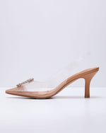 Namire Clear Slingback Embellished Charm Heels
