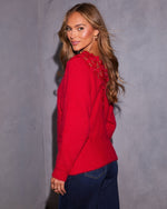 Candlelit Snow Floral Lace Neckline Sweater