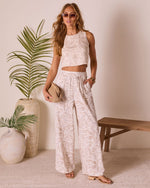 Beige Multi % Summit Socialite Abstract Pants-1
