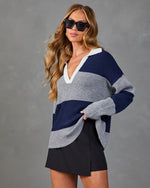 First Edition Striped Contrast Trim Sweater