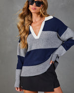 First Edition Striped Contrast Trim Sweater