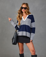 First Edition Striped Contrast Trim Sweater