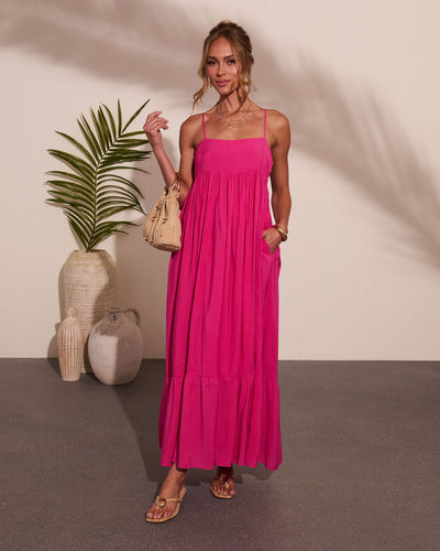 midi dress fuchsia Fuchsia A-line Midi Dress Sweetheart Neckline