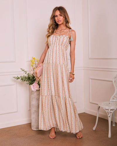 Scenic Views Tiered Floral Maxi Dress in Pink Floral