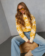 Beige % Chilly Days Textured Floral Sweater-6