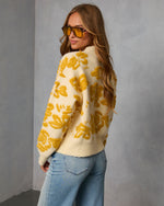 Beige % Chilly Days Textured Floral Sweater-4