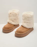 Toasty Ember Faux Fur Cuff Suede Boots
