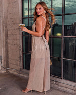 Champagne Stardust Sequin Jumpsuit