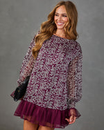 Fall In Love Floral Ruffle Hem Mini Dress