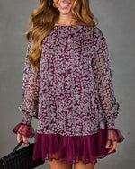 Fall In Love Floral Ruffle Hem Mini Dress