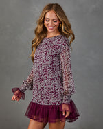 Fall In Love Floral Ruffle Hem Mini Dress