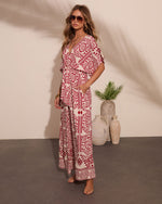 Carlea Abstract Print Waist Tie Jumpsuit