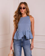 Feminine Frame Striped Peplum Top