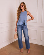 Feminine Frame Striped Peplum Top