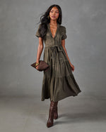 Monae Tiered Faux Suede Midi Dress