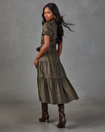 Monae Tiered Faux Suede Midi Dress