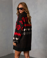 Black Print % Marrene Abstract Mini Sweater Dress-4
