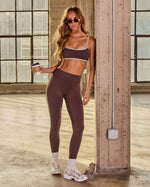 Brown/Mint % Amped Up Contrast Trim Leggings-2