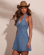 Dune Mirage Denim Halter Mini Dress
