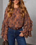 Autumn Eve Printed Tiered Sleeve Top