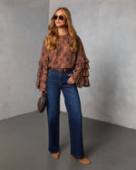 Autumn Eve Printed Tiered Sleeve Top