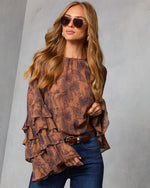 Autumn Eve Printed Tiered Sleeve Top