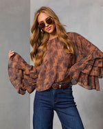 Autumn Eve Printed Tiered Sleeve Top