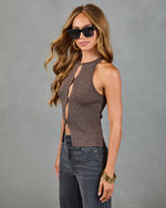 Sea Honey Ribbed Knit Cut Out Top