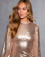 Champagne % Set The Tone Sequin Mini Dress-6