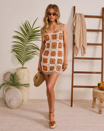 Dayglow Ritual Abstract Crochet Cover Up Mini Dress