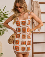 Dayglow Ritual Abstract Crochet Cover Up Mini Dress