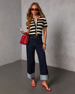 Jadore You Contrast Stripe Knit Sweater