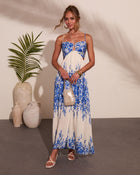 Adine Floral Print Halter Neck Maxi Dress