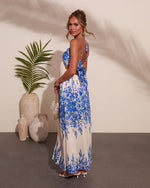 Adine Floral Print Halter Neck Maxi Dress