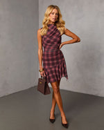 Low Ember Asymmetric Plaid Mini Dress
