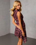 Low Ember Asymmetric Plaid Mini Dress